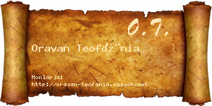Oravan Teofánia névjegykártya